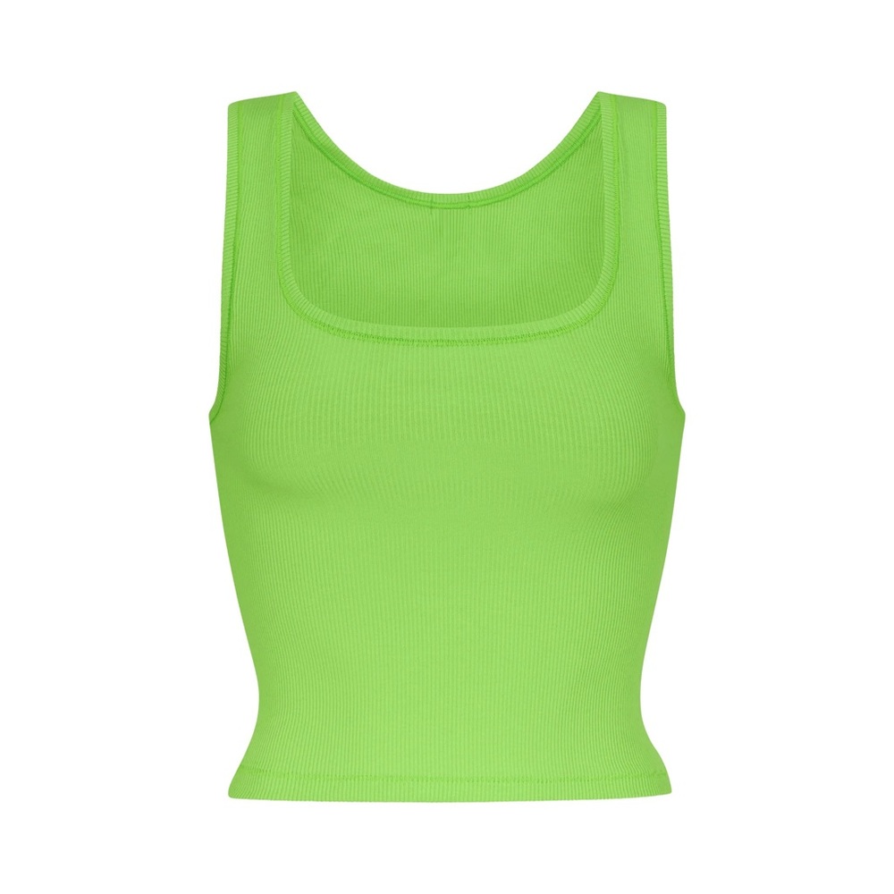 SKIMS Cotton Rib Tank | Neon Green | NWOT